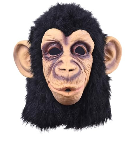 Monkey - Monkey Headmask Vuxen | Realistisk Moneky | Monkey Smooth Breathing Latex Masque Realistiskt Huvud Halloween Cosplay Party Kostym