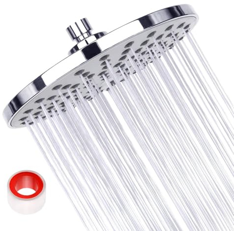 Oiieco Pomme de douche fixe haute pression de 20,3 cm, rotule pivotante en métal réglable, pommeau de douche rond de rechange pour salle de bain d'hôtel, expérience de douche confortable