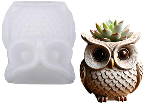 Grande stampo in silicone a forma di gufo non stalla per superfici ideali per artigianato in calcestruzzo vasi per candele, fioriera decorativa in silicone