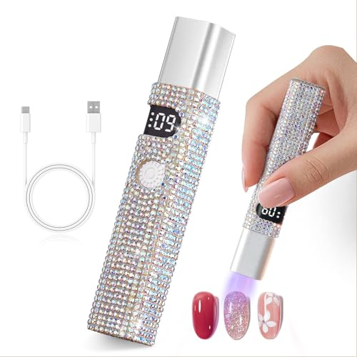 CHRISTINE SHELLY UV Lamps for Gel Nails, Handheld Nail Polish Dryer Rechargeable with LCD Display, Flash Mini Cure Light Acrylic Glue Decoration DIY at Home,Travel