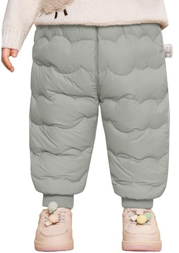 FEOYA Barnbyxor fleece skidflickor dunbyxor vattentäta snö pojkar skidbyxor dun varma baby vinterbyxor softshell buffer snöbyxor vinter vindskydd tjockt fodrade 12 månader – 7 år, GRÅ, 2-3 Jahre