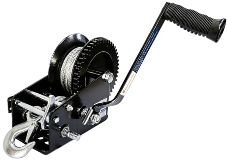 Hand Winch, Heavy Duty Boat Trailer Winch Pulley Rope Crank with 3500lbs Pulling Capacity 33FT Steel Wire Cable, Two-Way Ratchet Manual Cable Winch Hand Crank Winch for ATV Towing Trailer Boat