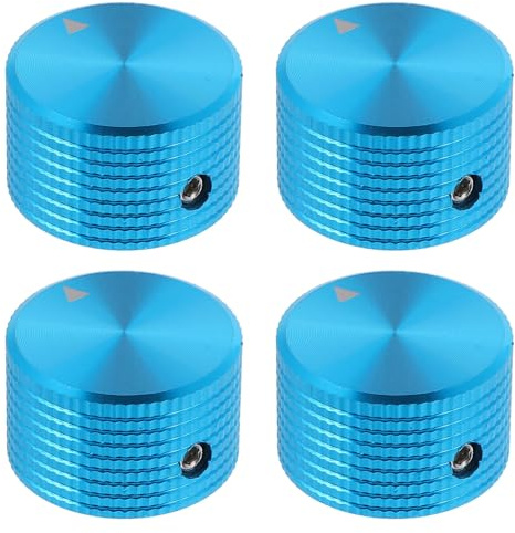 MUELODSIC 4 Stück Teiliges Aluminiumlegierung Gitarren Drehknöpfe Blau Gitarre Bass Lautstärkeregelung mit Achse Langlebige Metall Potiknöpfe Einfache Befestigung