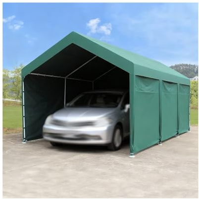 Großes Carport-Zelt Aus Metall Mit Verstärktem Rahmen Für Traktoren, LKWs, Wohnmobile Und SUVs(9.8x19.6x6.5 ft)