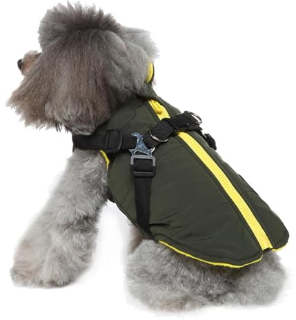 Waterproof Dog Coat With Harness, Adjustable Reflective pet dogs Harness Vest Winter Puppy Clothes With Chest Strap, Warm Coats & Jackets For Small Medium Large Dogs Winter Warm XS-2XL