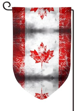 Drapeau de décoration de cour unique – Design personnalisé pour le printemps et le jardin, drapeaux d'extérieur double face en polyester durable pour cour, porche et patio Drapeau rétro du Canada