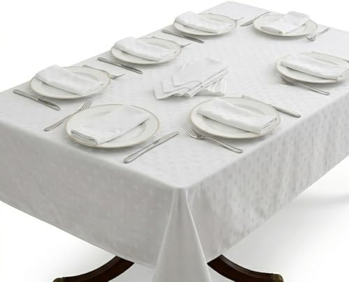 SalGiu Tovaglia con Tovaglioli Servizio da Tavola Set Completo Tinta Unita Elegante (Bianco, 12 Posti)