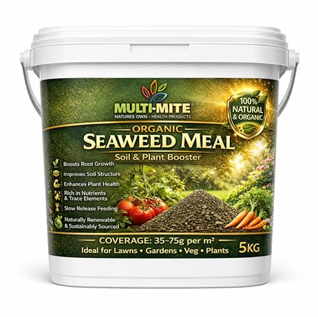 Multi-Mite 5KG Organic Seaweed Meal Fertiliser – Natural Plant Food & Soil Conditioner for Lawns, Gardens & Vegetables – Slow Release, Improves Soil Health & Root Growth (5KG)