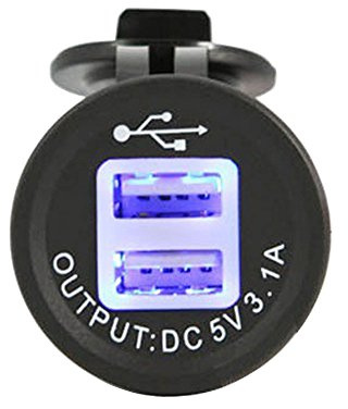 USB Socket 2 Port Built-In Car RV Boats Motorcycle USB Plug 5V 3.1A Charger Adapter 12V/24V Car for Sat NAV, Mobile Phone, GPS with Dustproof/Waterproof Cover (1PCS)