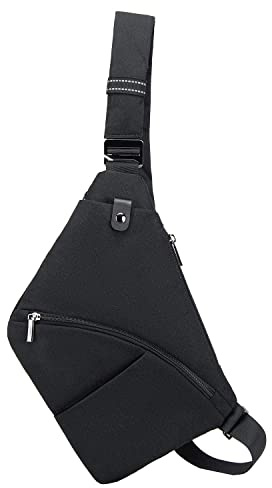 XSY Bröstaxelväska axelväska för dam och herr slingväska axelremsväskor för resor vandring utomhussporter Shoulder Chest Bag Svart