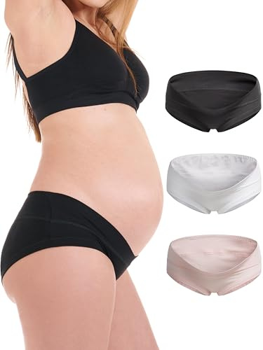 Herzmutter Culotte de Grossesse - Culotte maternité - Bas-Ventre - sous vêtement - Slip pour Femmes Enceintes - Calecon Grossesse - Certifié Oeko-Tex 100 - Coton - 5730 (XXL, Noir|Blanc|Rose)