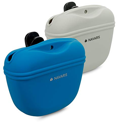 Navaris Sac à friandise pour Chien - Set 2X Pochette avec Clip en Silicone écologique pour Nourriture Croquette - Promenade entraînement Dressage
