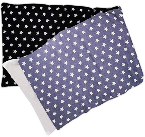 Körnerkissen 60x20 cm Mikrowelle groß für Nacken, Schulter & Rücken Raps-Samen-Körner-Kissen Wärme-Kissen - Stern-Motiv für Damen, Frauen & Mädchen - abnehmbarer Wende-Bezug