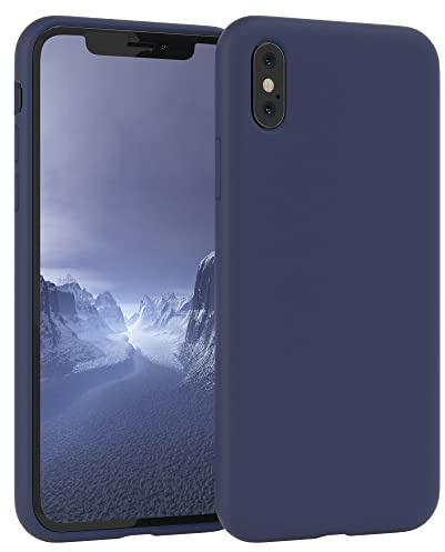 EAZY CASE Premium Silikon Handyhülle kompatibel mit iPhone XS Max Slimcover mit Kameraschutz und Innenfutter, Silikonhülle, Schutzhülle, Bumper, Handy Case, Hülle, Softcase, Nacht Blau