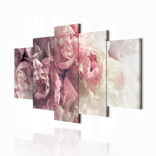decomonkey Wandbilder Blumen 200x100 cm 5 Teilig Leinwandbilder Kunstdruck | Strukturleinwand, Holzkeilrahmen, Bild auf Leinwand, Wanddeko, Wohnzimmer, Wanddekoration