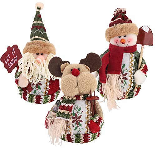 3 Pieces Christmas Sitting Ornament, Plush Santa Claus Snowman Reindeer Ornament for Christmas Table Desk Fireplace Table Decoration for Home Festival Party Decoration Supply¡