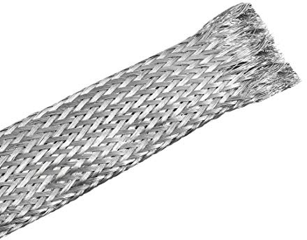 sourcing map 9.8Ft - 41/64 Inch 304 Stainless Steel Sleeving Expandable Hose Cover