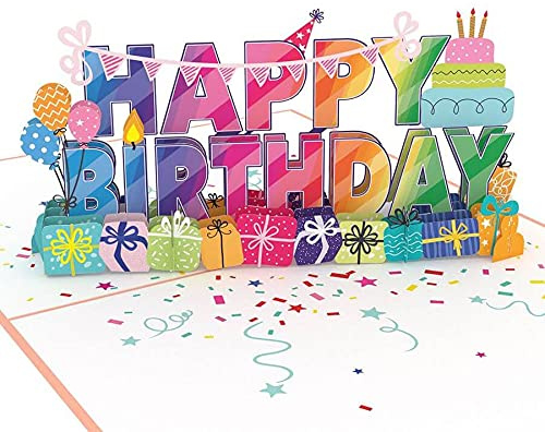 papercrush Pop-Up Karte Geburtstag „Happy Birthday“, 3D Geburtstagskarte | Geldgeschenk für Kinder, Teenager, Frauen & Männer, Popup Glückwunschkarte zum Kindergeburtstag für Mädchen & Jungen