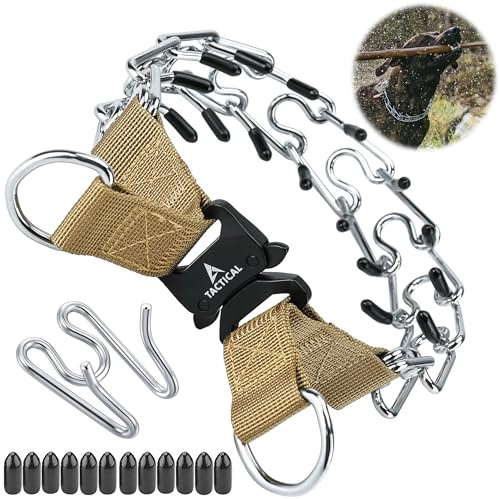 DEYACE Quick Release Dog Training Collar Adjustable Stainless Steel Collar for Small Medium Large Dog (Tan, M/L Neck Girth 14.5-18.6)