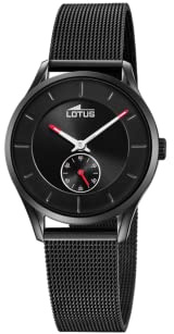 LOTUS Reloj Mujer Analógico de Acero Inoxidable 316l Negro | Movimiento de Cuarzo, Cristal de Alta Resistencia, Resistente al Agua 5 ATM, Special Prices 18821/1