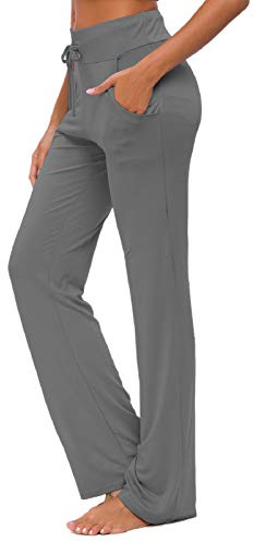KESSER Pantalones De Yoga para Mujer con Bolsillos Pierna Recta Cómodos Modal con Cordón para Descansar Correr Pantalones Largos Activos