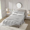 Madison Park Essentials - Set di lenzuola in raso di lusso e setose con lucentezza naturale, tasca profonda 40,6 cm, elastico tutto intorno, biancheria da letto matrimoniale, grigio chiaro, 6 pezzi