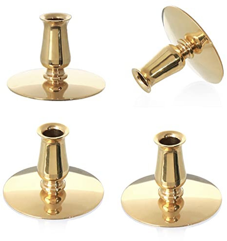 NKlaus 4X Kerzenhalter Messing Kerzenständer Gold Dünne Altarkerzen Bis Ø0,9cm Hochzeit 6730