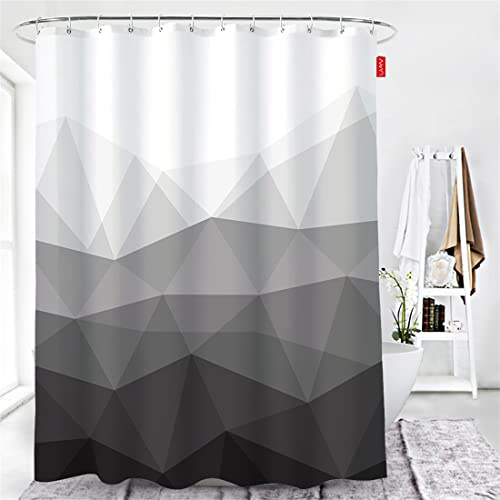 Lindong Farbverlauf Duschvorhang 240x200cm Wasserabweisend Anti-Schimmel Stoff Badezimmervorhang, Schwarz 240x200cm