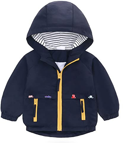 famuka Enfants Veste bébé garçon Blousons Veste d'été à capuche pour jeunes enfants (Marine, 18M)