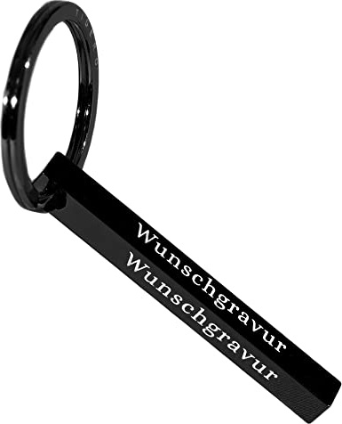 Tidero Cuboid Schlüsselanhänger mit Wunschgravur personalisiert - Gravur Wunschtext aus Edelstahl - Geschenk Weihnachten Männer Frauen - Quader personalisierbar - Schwarz