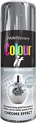 ARUUJ 400ml Chrome Effect Spray Paint Gloss Finish - All Purpose Spray Paint For Interior & Exterior - Use On Metal Wood Plastic Ceramics & DIY Projects