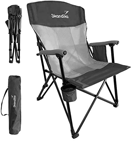 Skandika Klappstuhl Kevo | Campingstuhl faltbar, Camping Stuhl mit Getränkehalter, leicht, klappbar, mit Tasche, Netzeinsatz, Faltstuhl, Angelstuhl, Gartenstuhl | Garten, Balkon, Strand, Outdoor