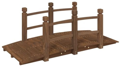 vidaXL Puente de jardín con barandillas Madera de Abeto 150x67x56cm