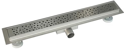 AICA ITALY Canale per Doccia con Sifone, Canale di Scolo con Dispositivo Deodorante e Filtro per Capelli, Canalina di Scarico a Pavimento 60 cm, Griglia con Disegno di Cavi Rontondi, Rettangolo (90CM)