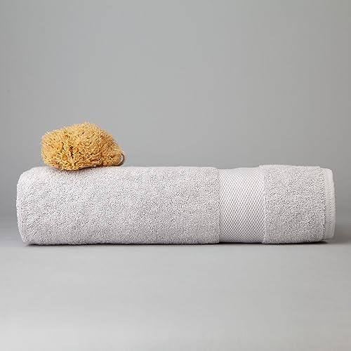 DIP & DOZE Luxury 100% Organic Cotton Bath Towel | Spa Hotel Quality 600 gsm 70 x 140 cm | Soft, Absorbent and Quick Drying Towels - Light Grey