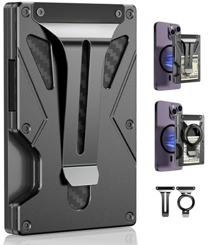 KRTALS Minimalistische Geldbörse für Herren, 5-in-1 magnetische Geldbörse mit Airtag-Halter, Geldklammer und Kreditkartenhalter, schlanke Airtag-Brieftasche, Mag-Safe Brieftasche für iPhone Serie von