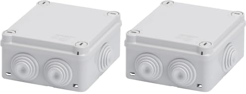 Gewiss Cassetta di Derivazione con Coperchio Basso e Viti a 1/4 di Giro-IP55-Dimensioni Interne 100X100X50, Pareti con Passacavi, Grigio Ral 7035 (Confezione da 2)
