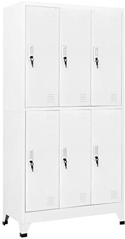 Casier Vestiaire, Armoire Vestiaire Métallique Casier Métal Armoire à casier avec 6 Compartiments Acier 90x45x180 cm Gris