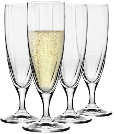 Krosno Prima Lumi Champagnerflöten mit kurzem Stiel | 4er-Set | 4 x 160 ml | Ideal für Zuhause, Restaurants und Partys | Bleifreies Kristallglas | Spülmaschinenfest