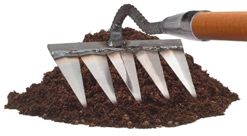 Râteau De Jardin, 4/5/6/7 Dents Râteau De Désherbage, Râteau en Acier Au Carbone, Râteau À Dents Lourdes en Métal, Râteau Déchaumeur, pour Scarifier, Désherber, Râteler, Pierre