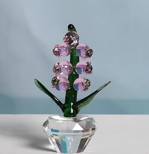 DECRZPB Kristallornament rosa Glockenblume Glasfigur handgefertigtes Kunstgeschenk für Weihnachten Geburtstag Heimdekoration Tischdekoration