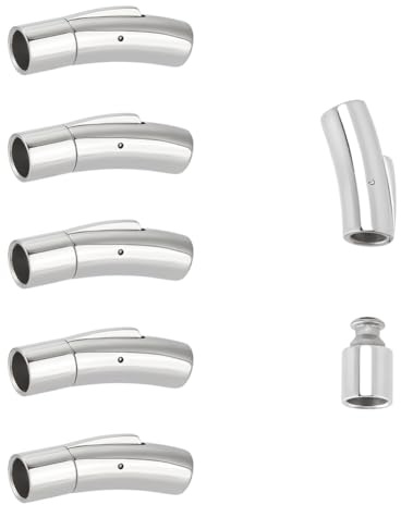 UNICRAFTALE 6 Stück Armbandverschlüsse Edelstahl Bajonettverschlüsse Säulenverschlüsse Für Lederkordeln Röhren Schmuckverschlüsse Mit Druckknopf Halskettenverschlüsse Zur Schmuckherstellung 6mm Loch