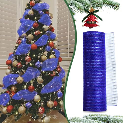 Weihnachtsbaum Deko Glitzer Garnband Weihnachtsbaumgirlande Baumschmuck Weihnachten 26x1000cm Christbaumschmuck Girlande Christmas Tree Garland(Blau)
