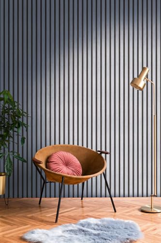 A.S. Création Vliestapete mit Wandpaneelmotiv mit Metallic-Effekt 0,53 x 10,05 m – Schwarz Grau-Blau Metallic – Tapete in Holzoptik Made in Germany – 786273