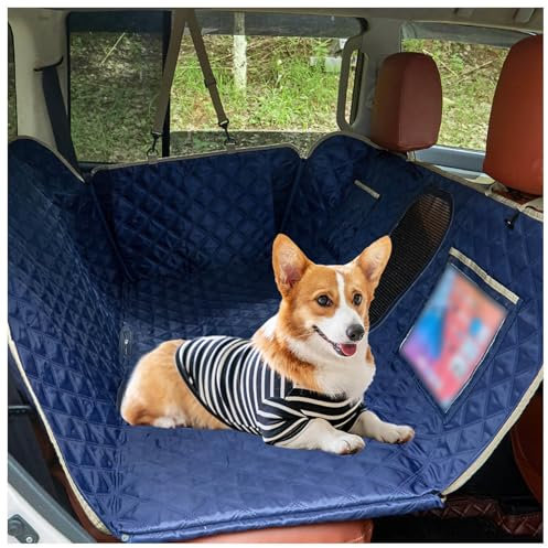 SJWJWOO Bache Voiture Chien avec Planche, Protection Latérale Et Fenêtre De Visualisation Housse Chien Voiture pour Camion SUV de Voiture,Blue