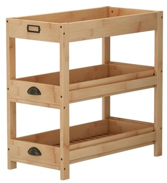 Vicco Aufbewahrungsregal Legum, Stauraumregal, Bambus, 66 x 66 cm mit 3 Ablagen