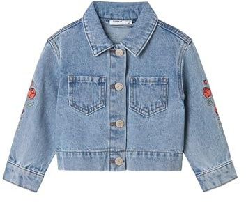NAME IT Nmfconny Emb DNM 3285-Un H - Chaqueta para niña, Mezclilla De Color Azul Claro, 98