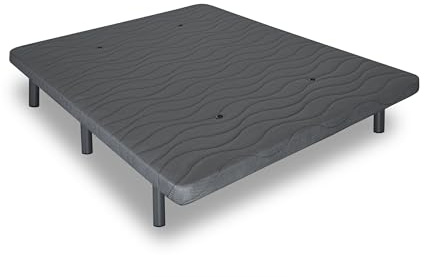 Matnature | Base Tapizada 3D l Estructura Estable Madera | Bastidor Metálico Super Resistente | Transpirable Aireadores Sistema FreshAir | Altura Base + Patas +/- 30 cm (Gris, 80 x 200 cm)