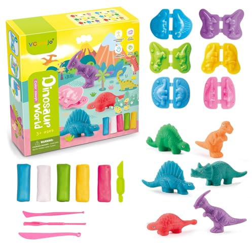 VIDSTW 15 Stück Knete Zubehör Set Kinder ab 3 4 5 Jahre Plastilin Werkzeuge Knete Set DIY knetwerkzeug Kinderknete Knetwerkzeug Zubehör Geschenk für Jungen und Mädchen (Dinosaurier)