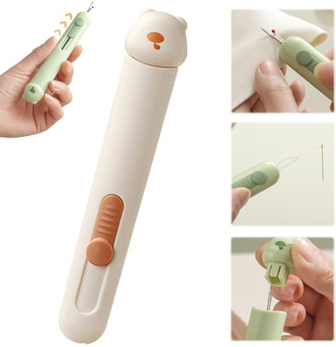 FUXNGZI 2 in 1 Nadeleinfädler Nahttrenner, Nahtauftrenner, Einfädelhilfe für Nähnadeln Nähmaschinen Zubehör, Einfädelhilfe Nähmaschine für DIY Handnähen und Nähmaschinen (Beige-1)